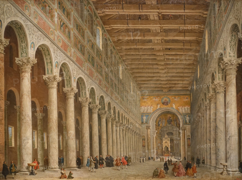 Interior Of San Paolo Fuore Le Mure in Rome.