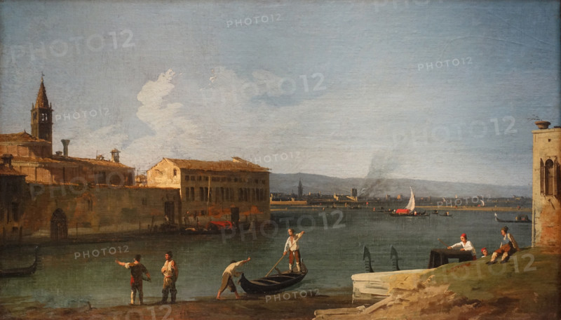 View of the lagoon and the Church of Santa Maria delle Virgini from the  Campo San Pietro di Castello.