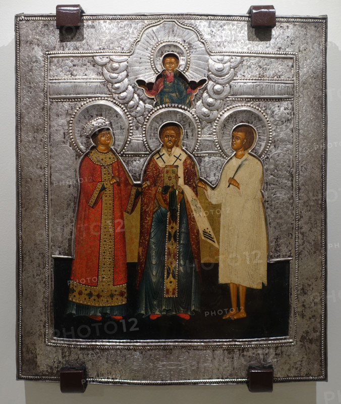 Icon of the Blessed Tsarevich Dmitry, Martyr Dorotheus, Righteous Artemy Verkholsky.