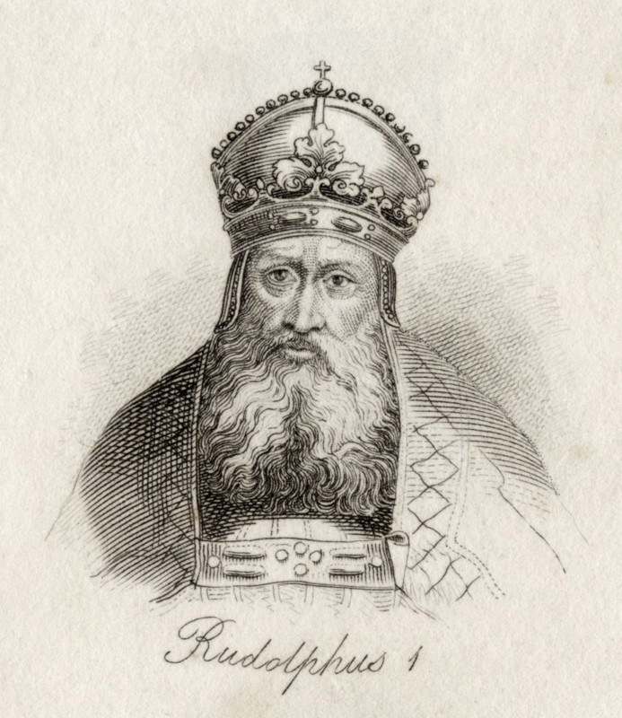 Rudolf I of Germany (Latin Rudolfus) 1218-1291.  King of the Holy Roman Empire.  Engraved by J.W.Cook.