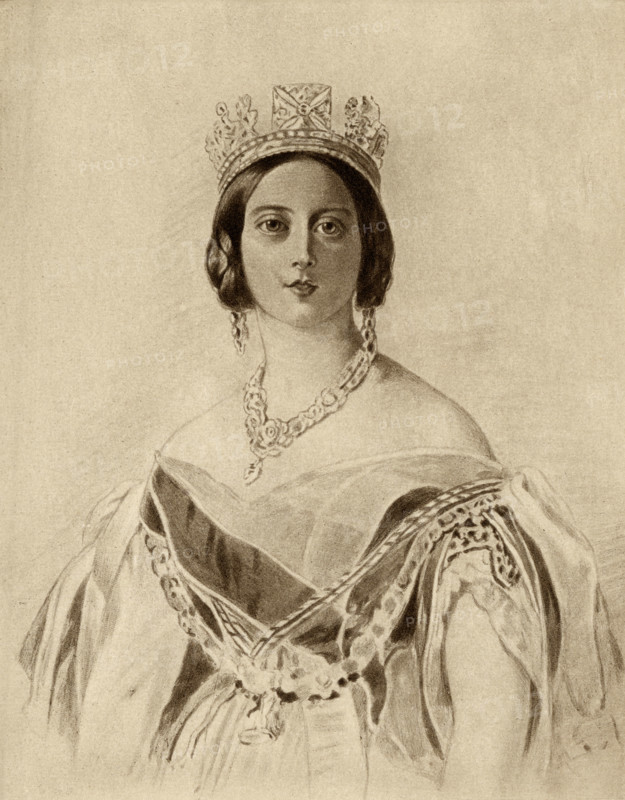Queen Victoria,1819-1901. Princess Alexandrina Victoria of Saxe-Coburg. From a portrait by Dalton after F. Winterhalter. From the book “The Girlhood of Queen Victoria 1832-1840 Vol II” published 1912.