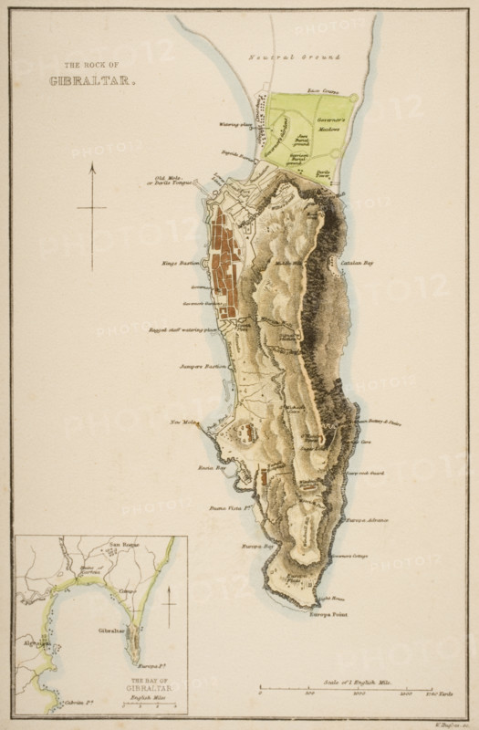19th century map of The Rock of Gibraltar.