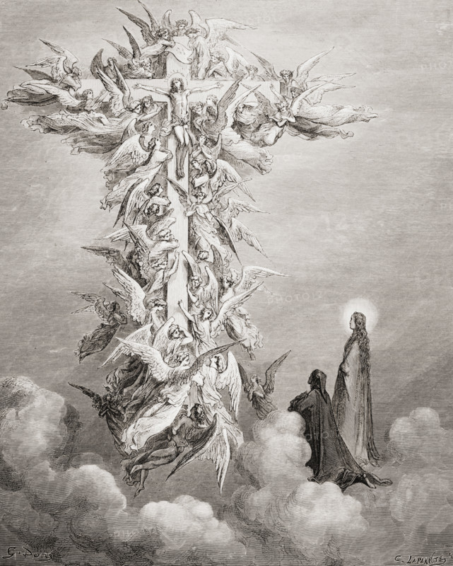 Illustration for Paradiso by Dante Alighieri.  Canto XIV lines 96 and 97 by Gustave Dore