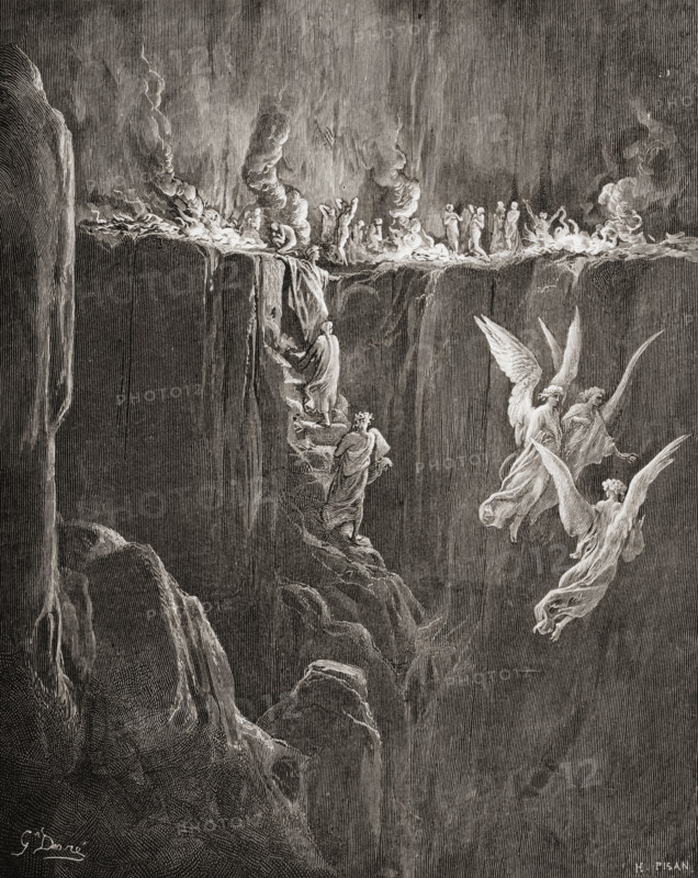 Illustration for Purgatorio by Dante Alighieri.  Canto XXV lines 107 to 110 by Gustave Dore
