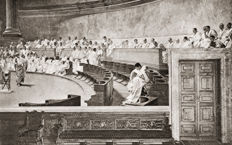 Cicero (106-43 BC) in the Senate Accusing Catiline of Conspiracy on 21st October 63 BC