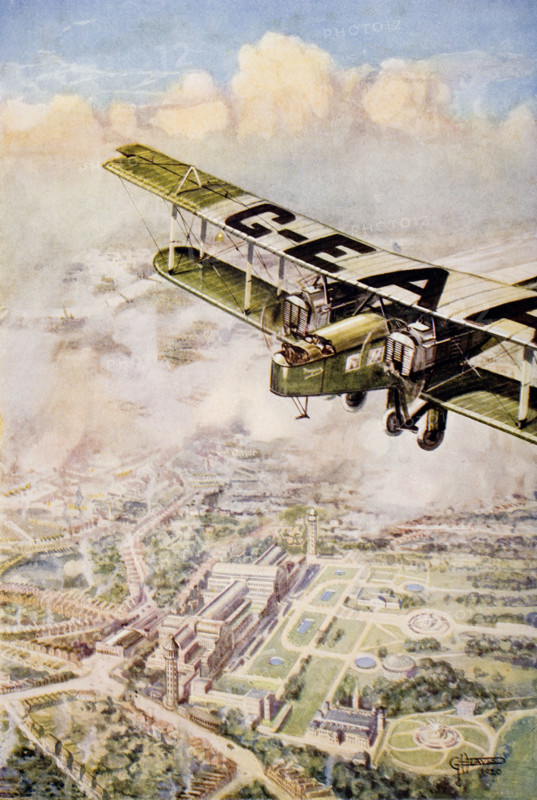 A Handley Page machine of the London-Paris air service passing the Crystal Palace