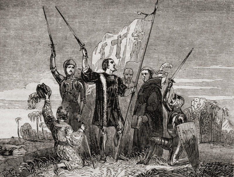 Columbus taking possession. Christopher Columbus