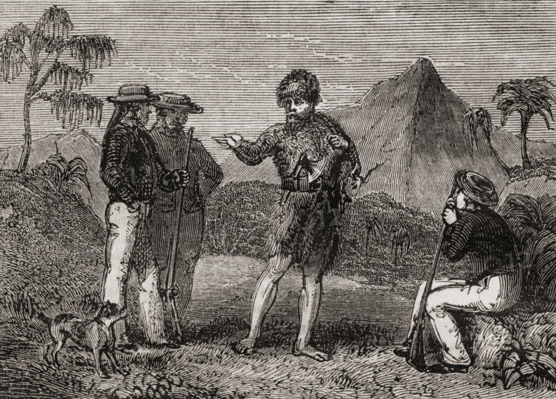 Selkirk and the British sailors.  Alexander Selkirk