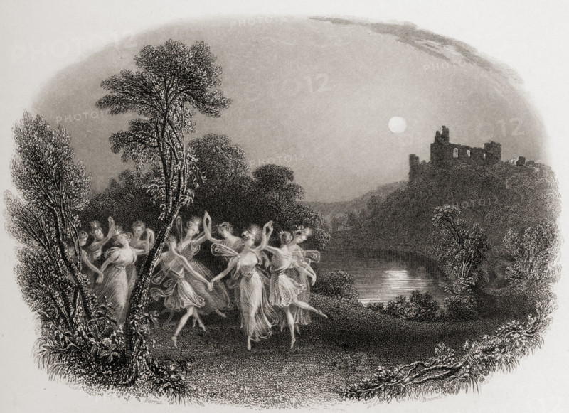 The dance of the fairies. Engraved by F.C.Lewis from a 19th century print by E.T.Parris.