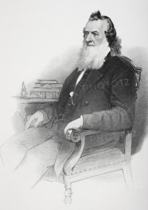 Gideon Welles 1802 to 1878.  U.S. secretary of the navy under presidents Abraham Lincoln & Andrew Johnson. From photograph by Matthew Brady.
