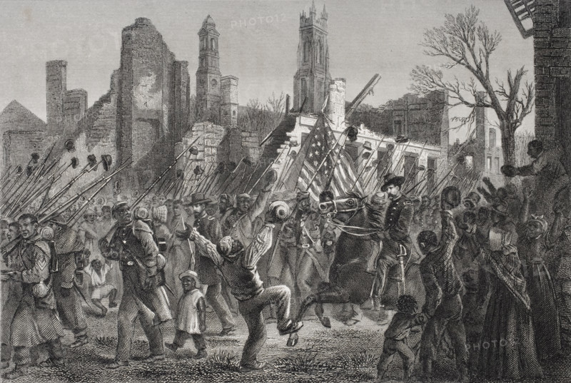 Entrance of the 55th Massachusetts Colored Regiment into Charleston West Virginia February 21 1865.