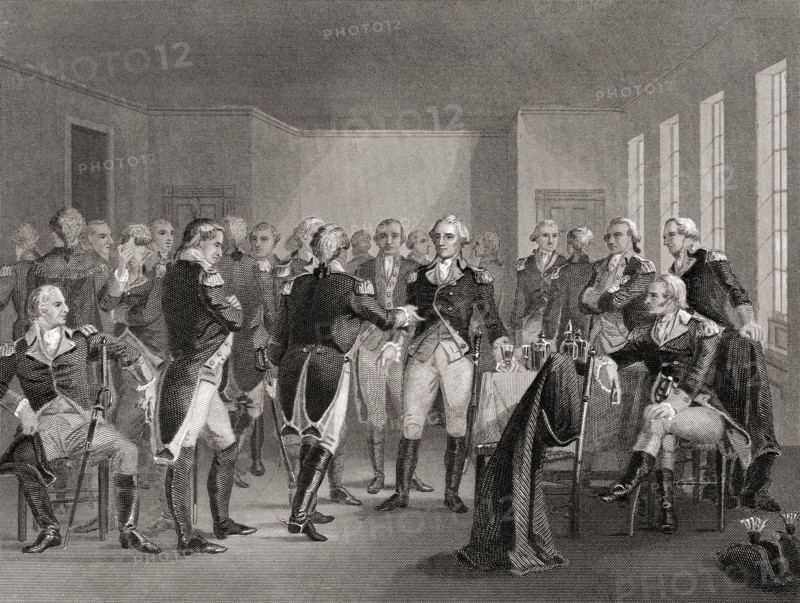 Washington parting from his officers at Fraunces Tavern