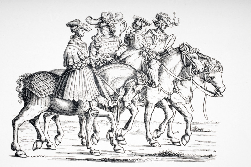 Officers of the Table and of the Chamber of the Imperial Court of Maximilian I. From left cup bearer