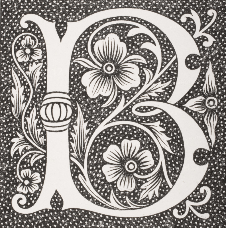Decorative capital letter B.