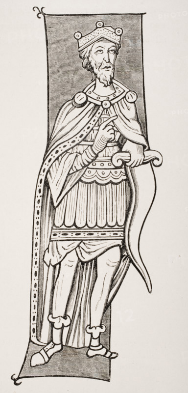 Frankish chief or king armed with a scramasax