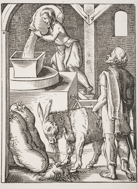 The Miller. 19th century reproduction of 16th century engraving by Jost Amman.