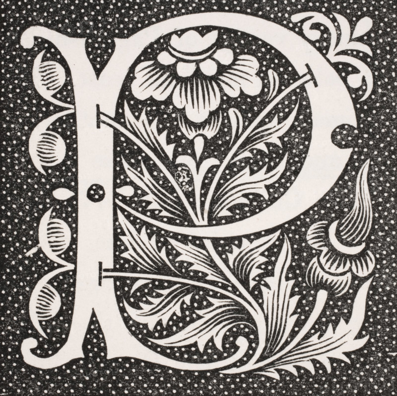 Decorative capital letter P.