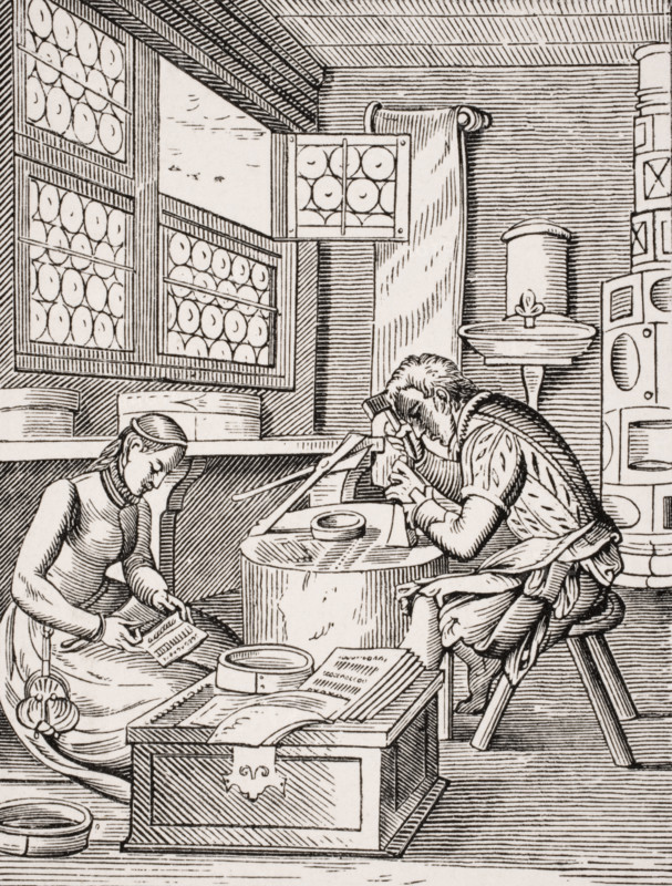 Clasp maker. 19th century reproduction of 16th century woodcut by Jost Amman.