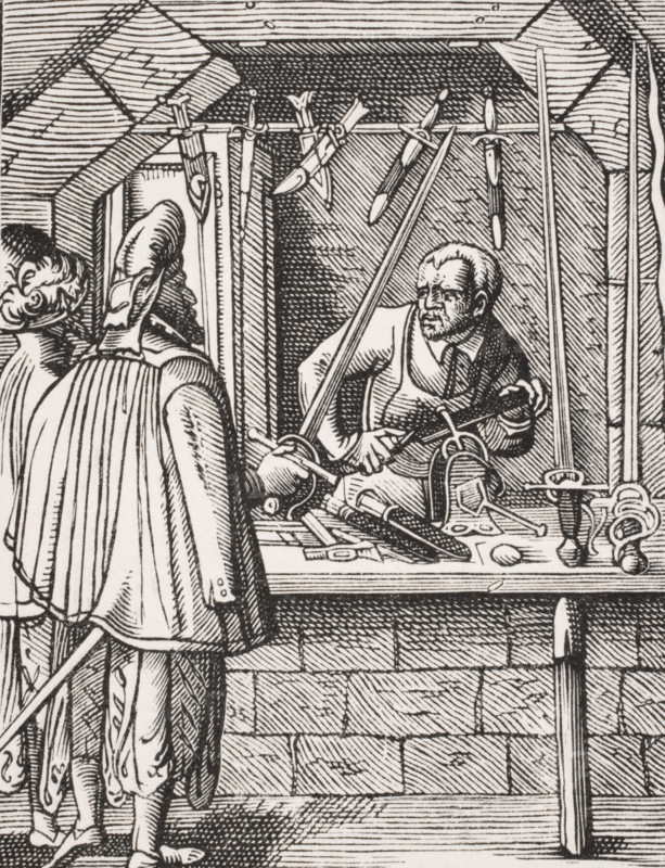 Sword maker. 19th century reproduction of 16th century woodcut by Jost Amman.