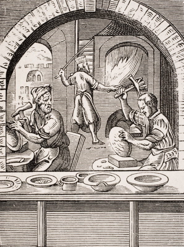 Basin maker. 19th century reproduction of 16th century woodcut by Jost Amman.