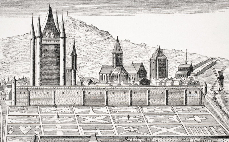 The Tower of the Temple in Paris from an engraving of the Topography of Paris.