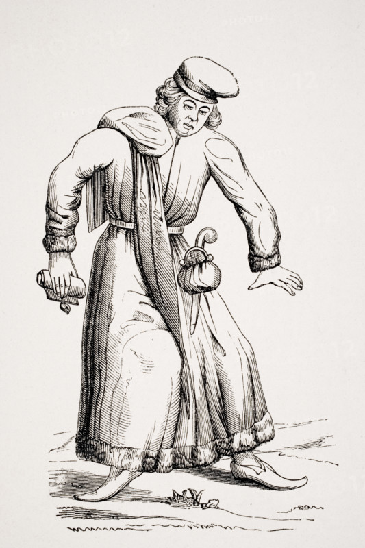 Lawyer. From 19th century reproduction of engraving by Merian in Danse des Morts published Frankfort 1596.