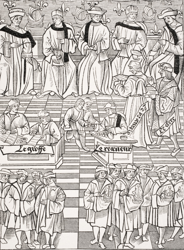 Assembly of the Provostship of the Merchants of Paris. Copy of woodcut published 1528.