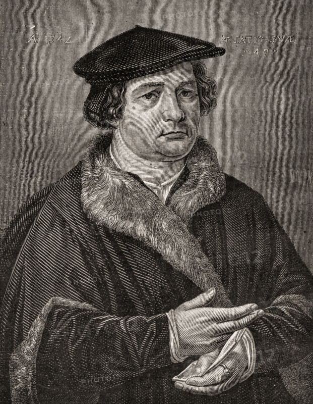 Martin Luther,1483-1546. German theologian and religious reformer.  Engraved by Pannemaker-Ligny after H Catenaggi. From 'Histoire de la Revolution Francaise' by Louis Blanc.