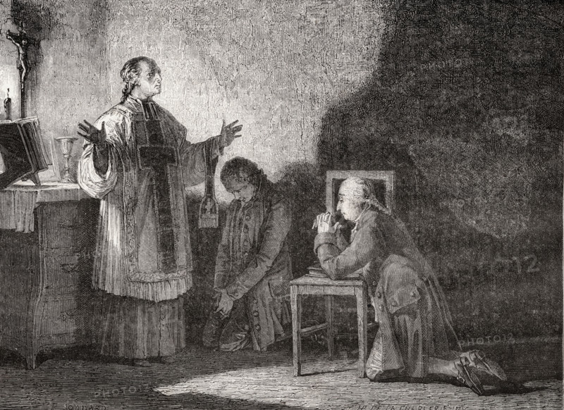 The King at prayer before his execution