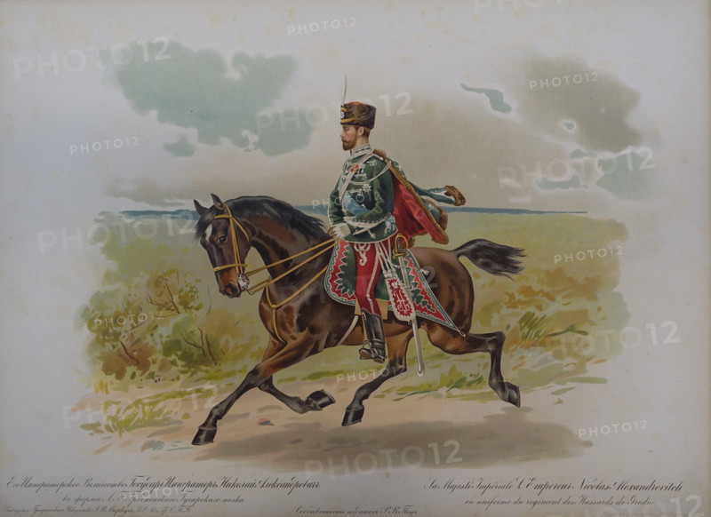 Nicholas II in the uniform of the Life Guards Grodno Hussar Regiment.