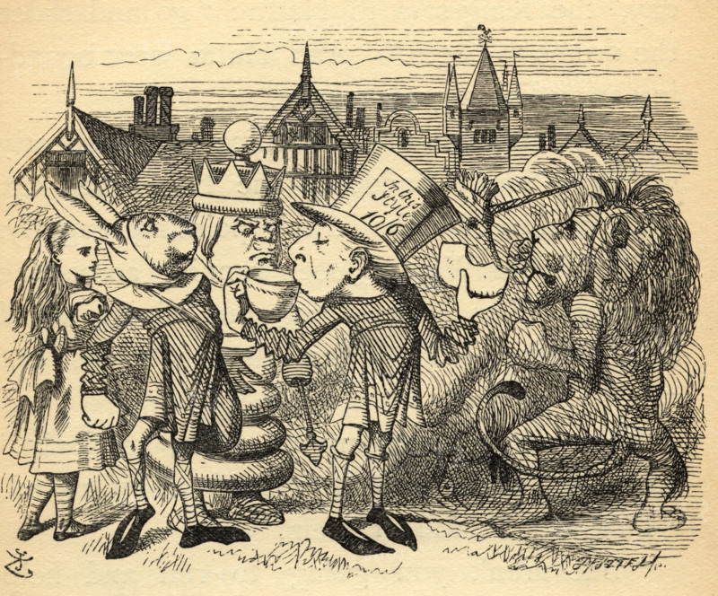 Alice with Hatta.  Illustration by Sir John Tenniel