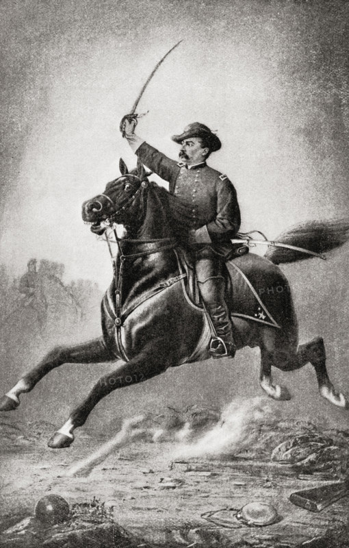 Romanticization of American civil war cavalryman. From the book 'The International Library of Famous Literature'.Published in London 1900. Volume XV.