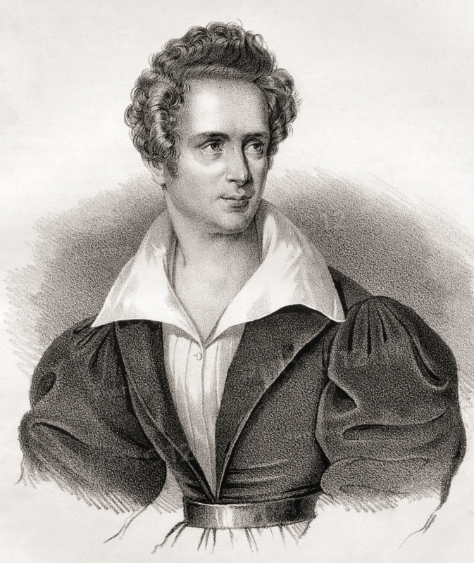 Leopold Ludwig Döbler,1801-1864. Famous Austrian juggler. 19th century lithograph by Em. Baerentzen & Co.From the book 'Figaro. Journal of Literature,Art and Music' by Georg Garstensen. Published 1841.