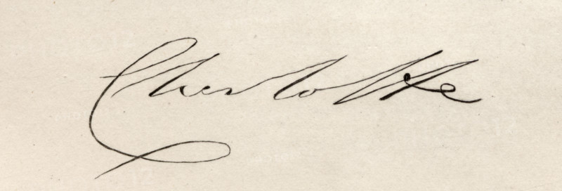 Signature of Princess Charlotte Caroline Augusta,1796-1817.  Daughter of George IV. From the book “National Portrait Gallery Volume I” published 1830.