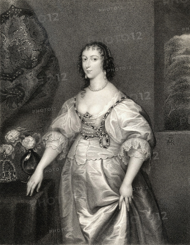 Henrietta Maria,1609-1669. Daughter of Henry IV of France and Queen of Charles I.  From the book “Lodge’s British Portraits” published London 1823.