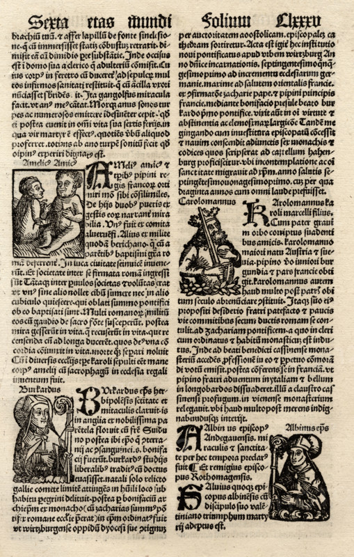 Original incunable leaf in Latin from “Hartmut Schedel:Liber Chronicorum” Printed by Schoensperger in 1497.