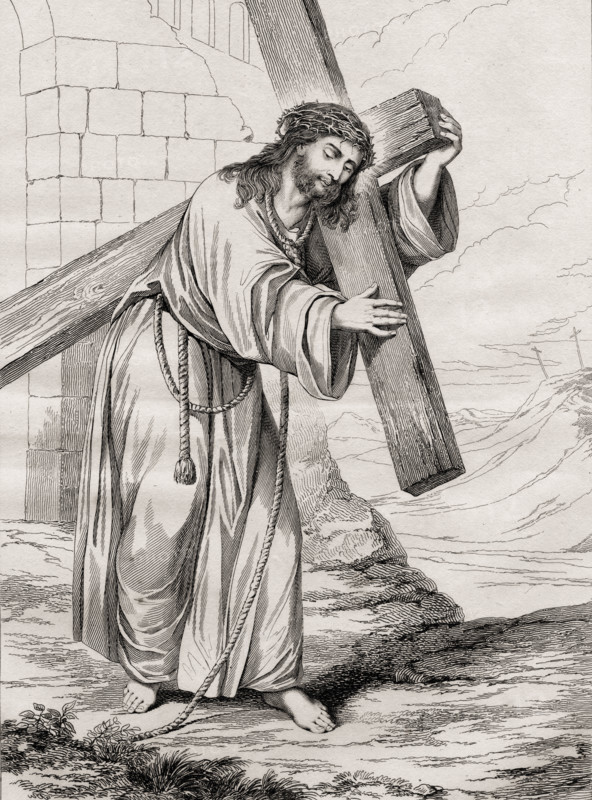 The Man of Sorrows. 19th century print from the altar piece in Magdalen College