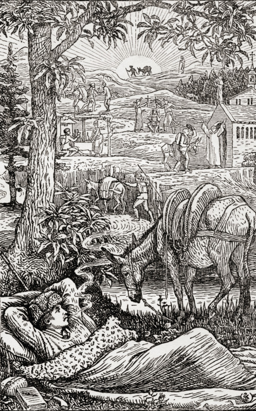 Frontspiece by Walter Crane ( 1845-1915) to the book 'Travels with a Donkey in the Cevennes' by Robert Louis Stevenson