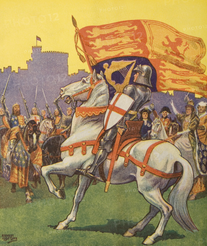 St George with Royal Standard & shield with cross of St George