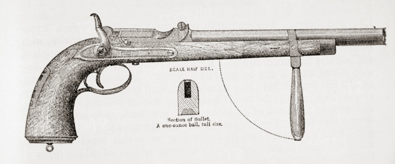 Captain Burton's Carbine Pistol and Projectile. From the book The Life of Captain Sir Richard Burton