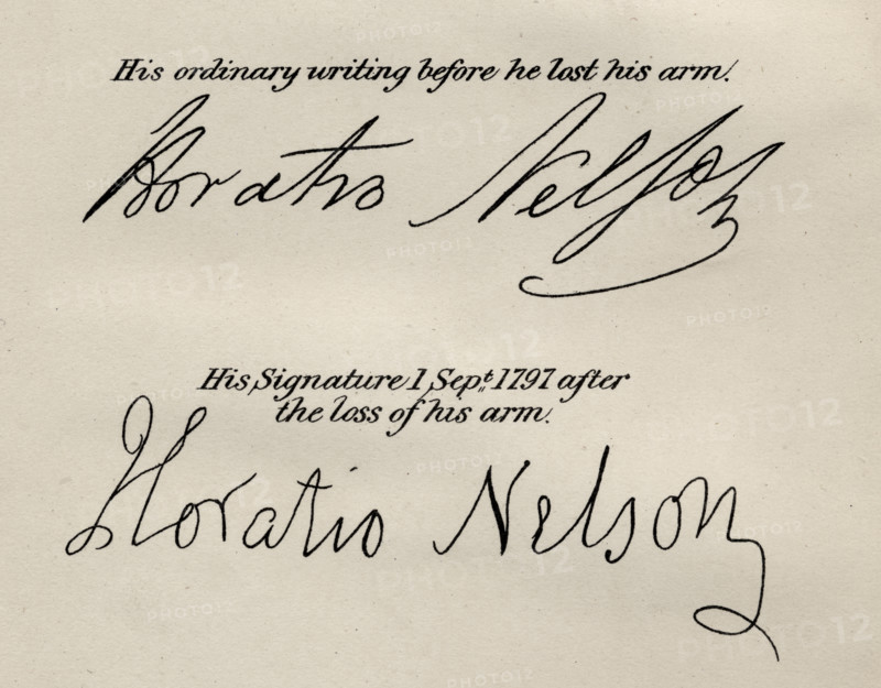 Lord Nelsons' signatures. Horatio Nelson