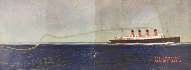 Cunard Line promotional brochure for 'Mauretania' circa 1930.