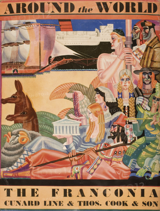 Cunard Line promotional brochure for the 'Franconia' 1931 world cruise. Back cover.
