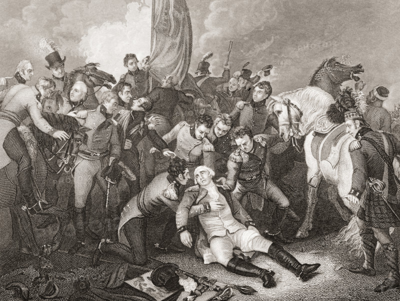 The death of General Sir Ralph Abercromby,1734-1801. British General.  Engraved by J.Rogers painted by T.Stothard. From England's Battles by Sea and Land by Lieut Col Williams