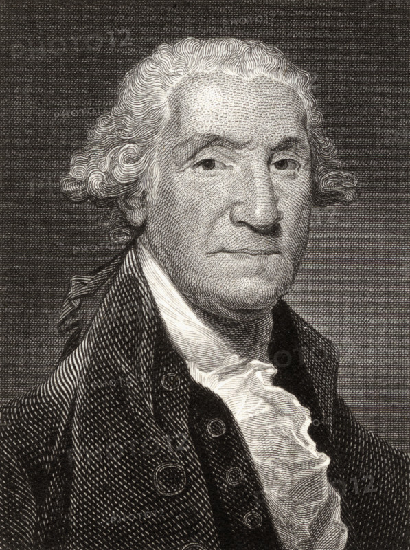 George Washington,1732-1799. First President of the United States. 19th century print engraved by William Ensom from a painting by Stuart.