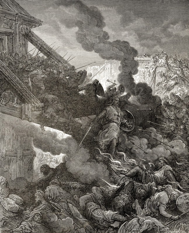 Godfrey enters Jerusalem. First crusade 1099.