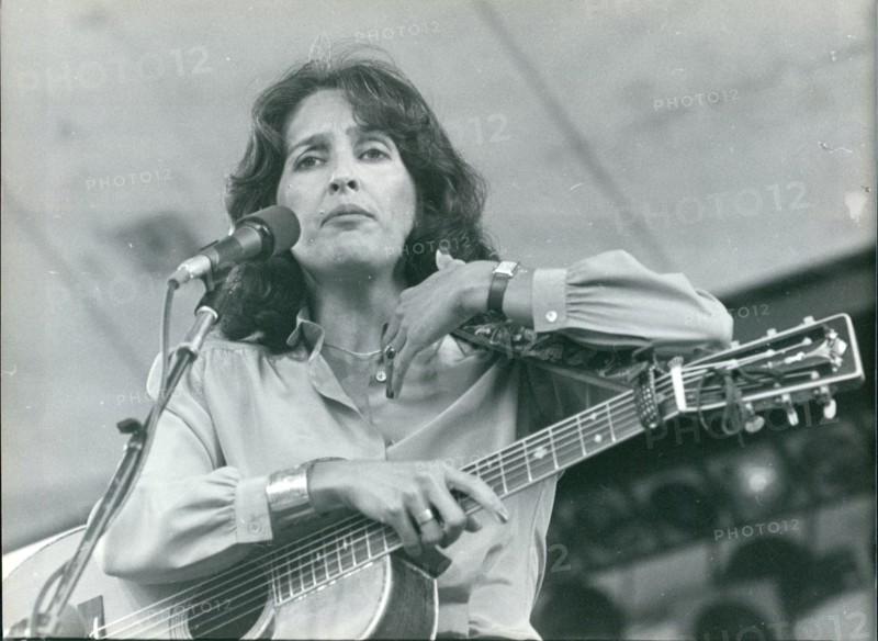 Folk singer Joan Baez on stage