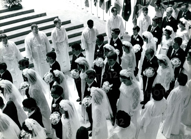 Mass wedding ceremony for Reverend Moon's Unification Church at Madison Square Garden