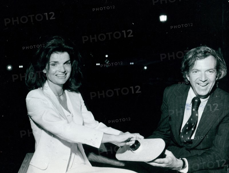 Jackie Onassis and Frederic Papert, head of the Municipal Arts Society at ceremony for Grand Central Station becoming a landmark