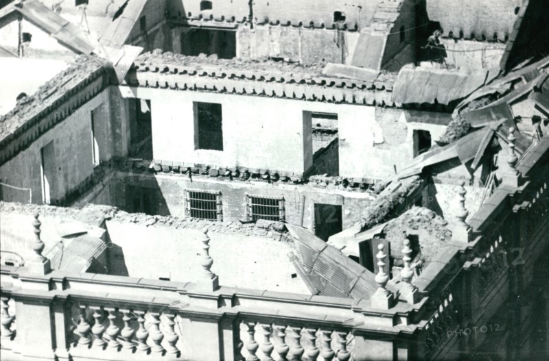 Overview of the Presidential Palace in Santiago, Chile after the bombing and overthrow of Salvador Allende
